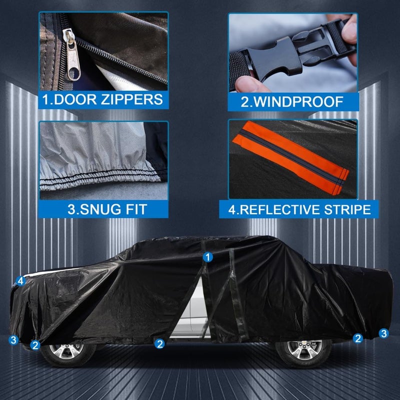 Cotryvox Chevrolet Silverado 3500HD Truck Cover Custom Fit 2001-2026 Regular Cab LB (8.1') with Door Zipper, 12 Layers Full Exterior Pickup Truck Cover Waterproof All Weather, Wind Dust Sun and UV Protection. - Image 3